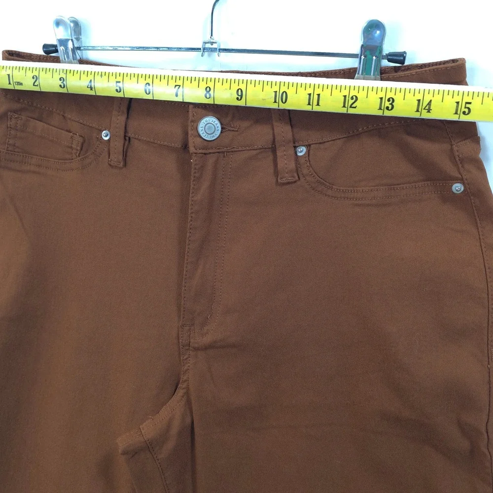 YMI Wide Leg Pants High Rise Stretch Rust Brown Women L Dark Academia Casual